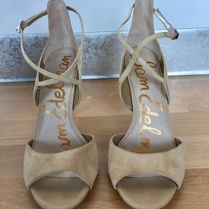 Sam Edelman Nude Strappy Suede Heels